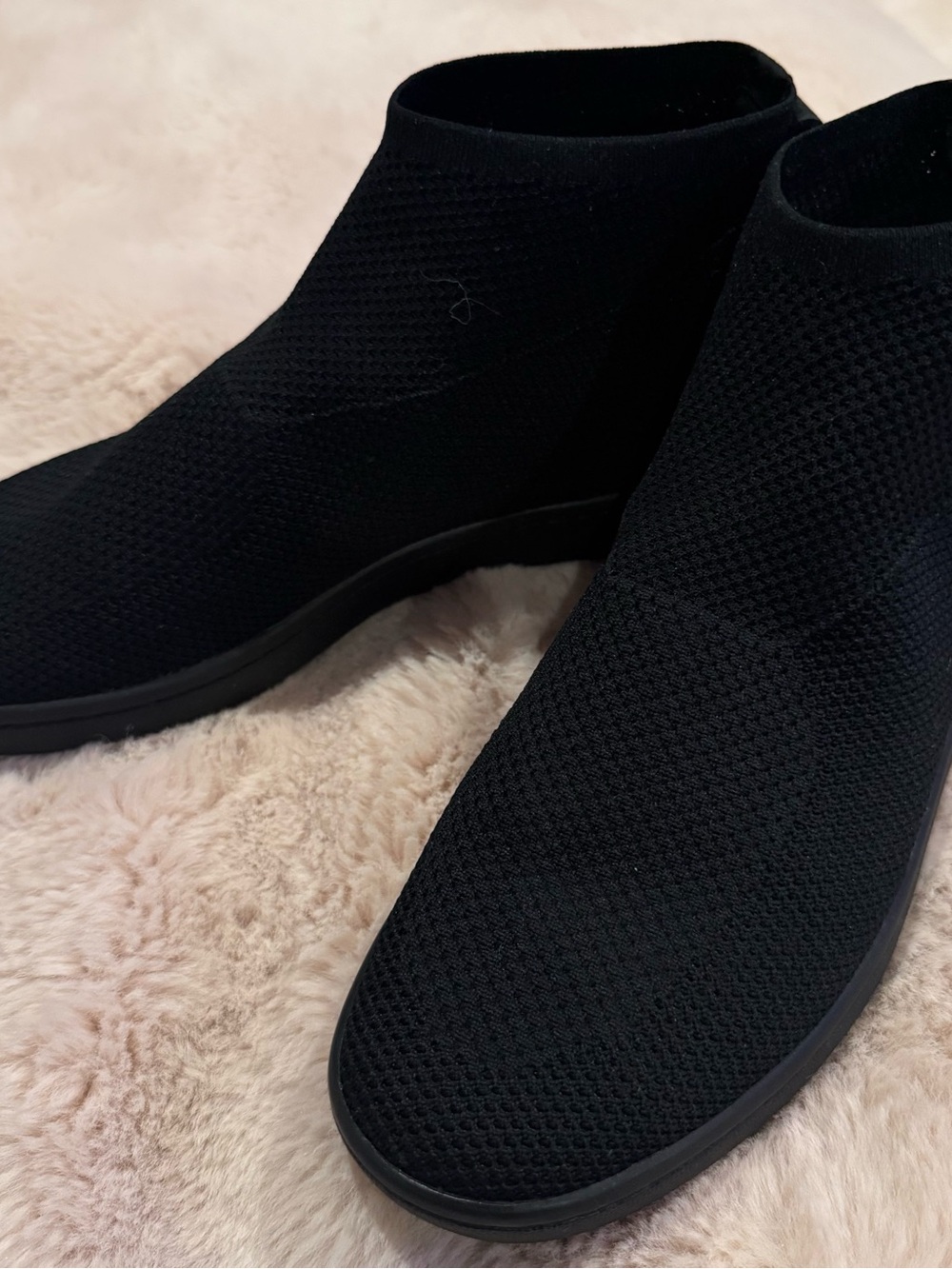 Eileen Fisher Black Stretch Knit Ankle Booties Sock Boots Size 10 EUC
